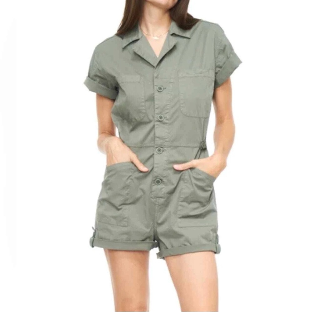 PISTOLA Parker Field Suit Romper in Army Green Size Medium M NWOT